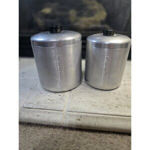 Vintage Aluminum Canister Set Of 2 Flour Sugar 1950's
